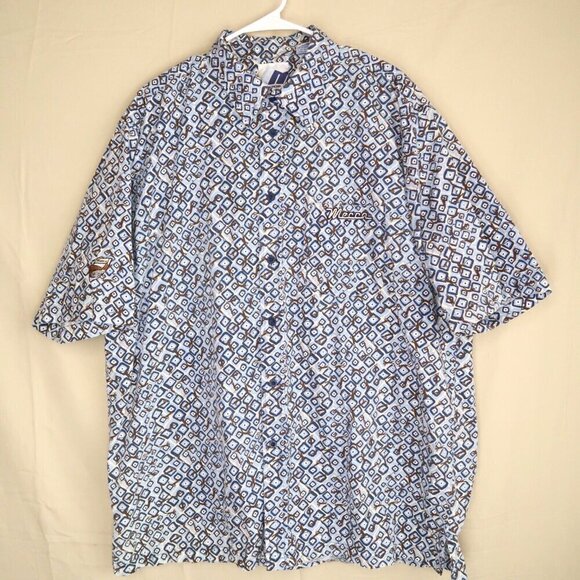 Vintage Mecca Golf Shirt XL Button Down Geometric Pattern Skater Street 90s Y2K - Picture 1 of 13